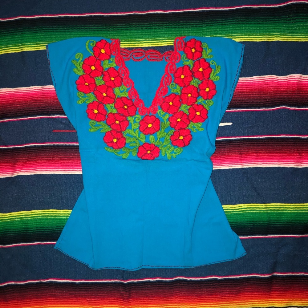 Blue Floral Shortsleeved Shirt